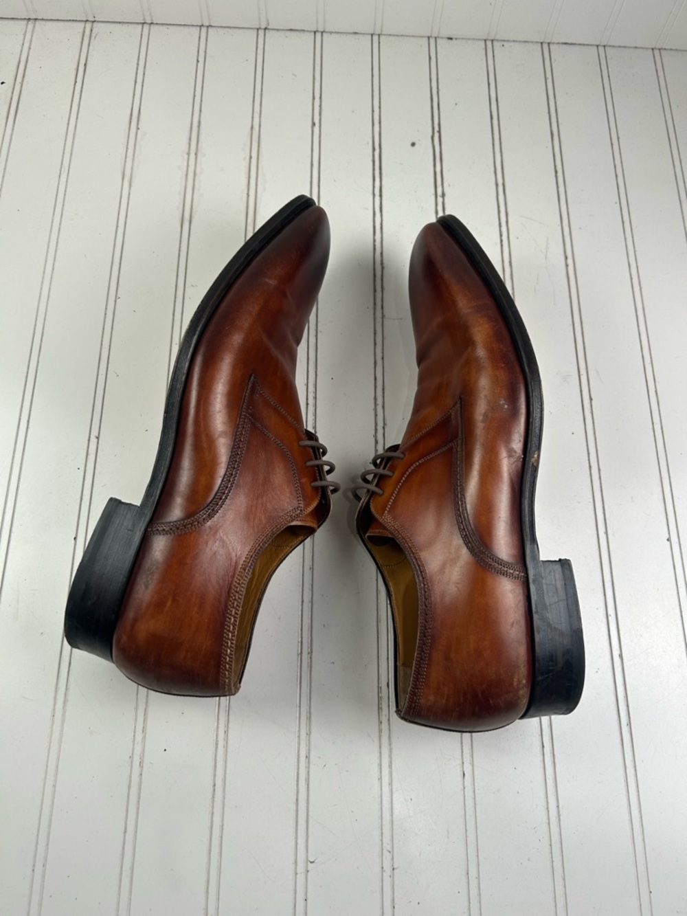 Magnanni Andros Brown Leather Lace-Up Derby Loafers Menโs Size 12 $625 - Picture 10 of 11